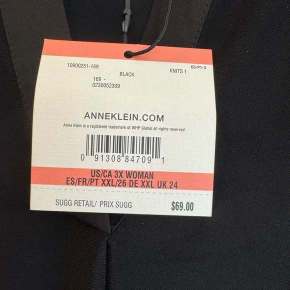 Anne Klein Black Short Sleeve Blouse with Pockets - Picture 3 of 3